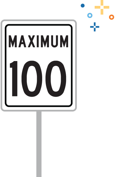 illustration of maximum 100 kmh highway sign