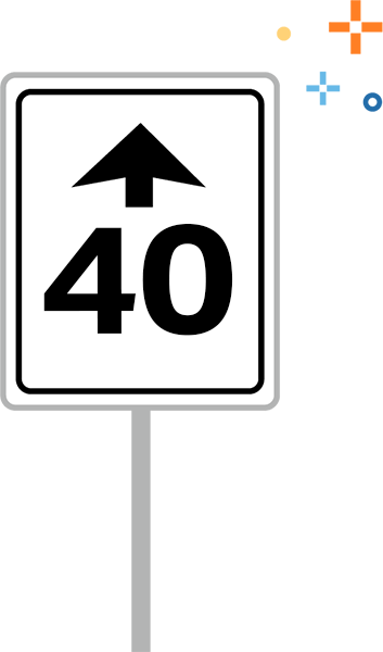 illustration of speed change ahead signage